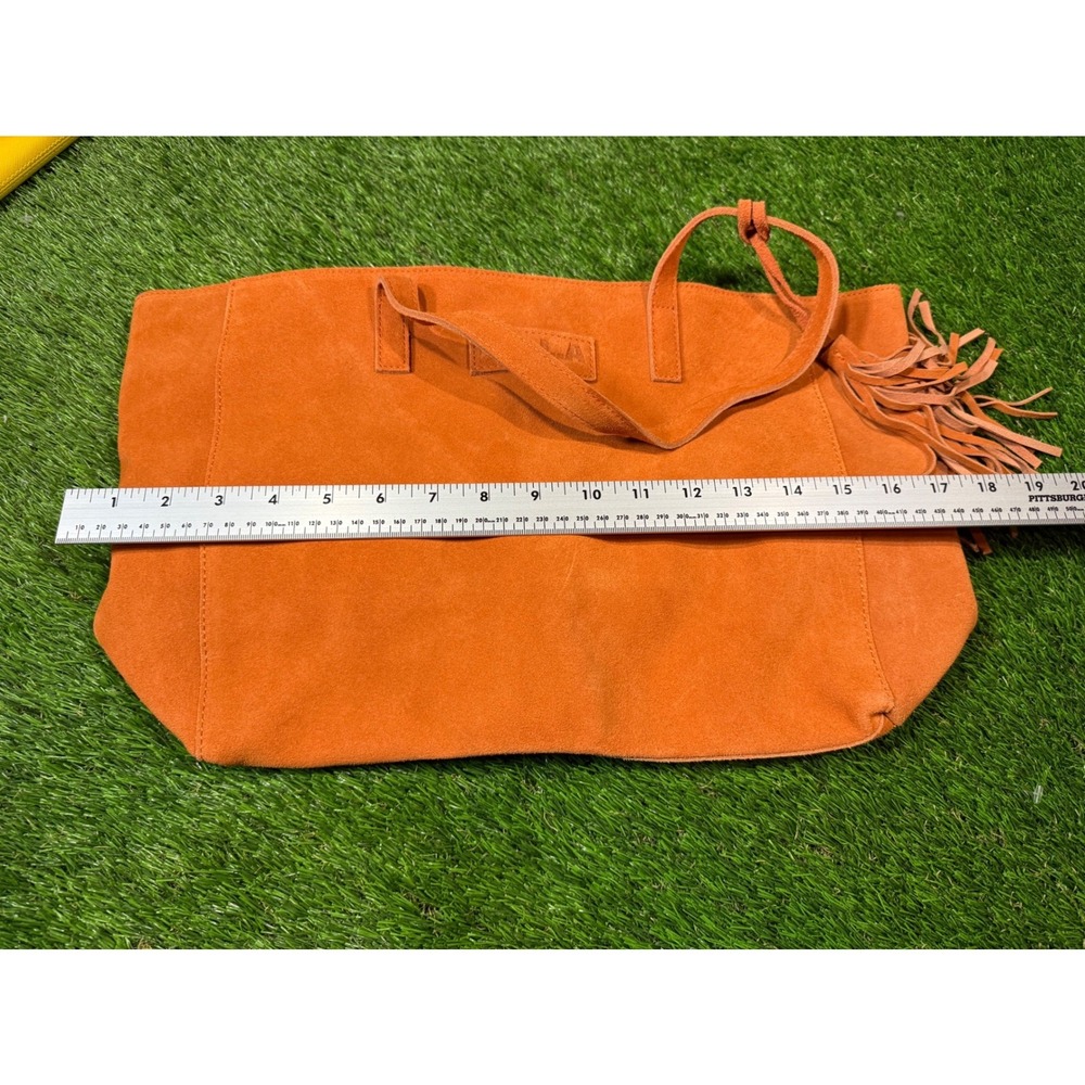 MILA Made in Los Angeles Suede Fringe Tote Bag Burnt Orange - Picture 7 of 8
